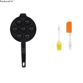 Kitchen4U-High Quality Non-Stick Spatula Brush with 7 Cavities Appam with handle