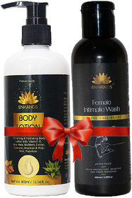 Enhands Female Intimate Wash Prevents Dryness 100 Ml And Body Lotion Sulfate Free And Paraben Free 300Ml