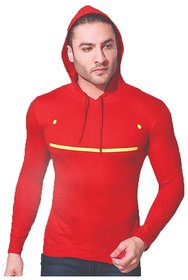 M.R.Knit Fabs Mens Red Cotton Hoodies
