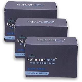                       Kojiesan Men Extra Fresh Face  Body Soap (Pack Of 3, 135g Each)                                              