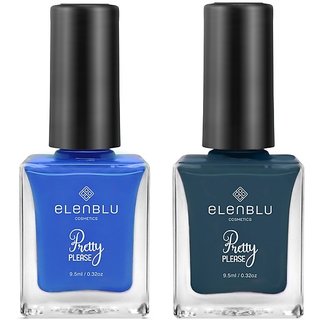                       Elenblu Premium Nail Polish Pretty Please High Gloss Nail Paint Royalty And Badassy Shade Combo 9.5ml Each (Set Of 2)                                              