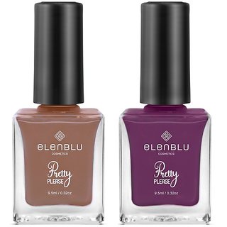                       Elenblu Premium Nail Polish Pretty Please High Gloss Nail Paint Coco And Unstoppable Shade Combo 9.5ml Each (Set Of 2)                                              