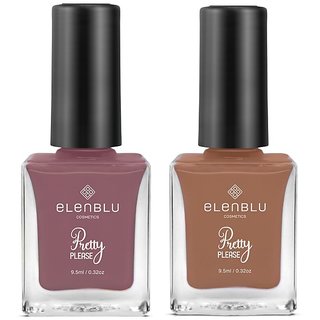                       Elenblu Premium Nail Polish Pretty Please High Gloss Nail Paint Slay And Dusky Dream Shade Combo 9.5ml Each (Set Of 2)                                              