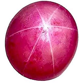                       JAIPUR GEMSTONE-Natural Star Ruby 5.50 Ratti Semi Precious Pink Colour Star Ruby Original Certified Gemstone                                              