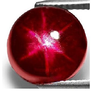                       JAIPUR GEMSTONE-5.50 Ratti Beautiful and Rare Star Ruby Stone Amazing Star Effect - Six Rays Light                                              