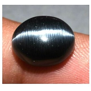                       JAIPUR GEMSTONE-5.50 Carat Black Cats Eye Stone Original Certified AAA+ Quality  Unheated Lehsuniya Gemstone for Unisex                                              