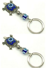 Jinanshi Fashion Metal FengShui Blue Evil Eye Turtle Key Chain with Rhinestone Turkish Feng Shui Nazar Suraksha