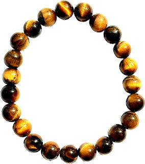 rs jewellers Stone Natural Tiger Eye Bracelet for Healing and Meditation, Protection, Courage - Unisex- Golden  Brown.