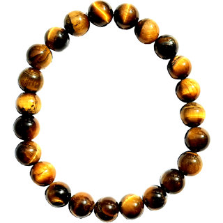                       rs jewellers Stone Natural Tiger Eye Bracelet for Healing and Meditation, Protection, Courage - Unisex- Golden  Brown.                                              