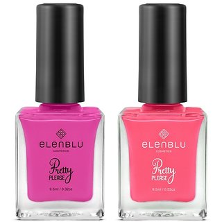                       Elenblu Premium Pretty Please High Gloss Nail Paint Female AF And Pink Lemonade Shade Combo 9.5ml Each (Set Of 2)                                              