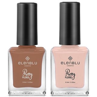                       Elenblu Premium Pretty Please Nail Paint Dusky Dream And Bare And Free Shade Combo 9.5ml Each (Set Of 2)                                              