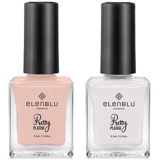                       Elenblu Premium Pretty Please Nail Paint Bare And Free And Peace Please Shade Combo 9.5ml Each (Set Of 2)                                              
