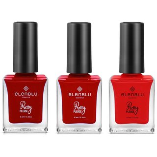                      Elenblu Premium Pretty Please High Gloss Nail Paint I-Bleed, Boss Lady And Nail It Shade Combo 9.5ml Each (Set Of 3)                                              