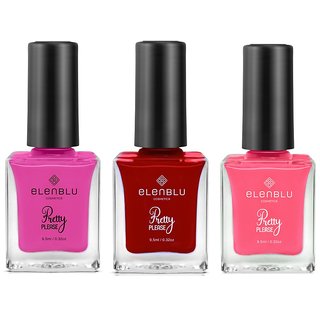                       Elenblu Premium Pretty Please High Gloss Nail Female AF, I-Bleed And Pink Lemonade Shade Combo 9.5ml Each (Set Of 3)                                              