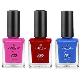                       Elenblu Premium Pretty Please High Gloss Nail Female AF, I-Bleed And Royalty Shade Combo 9.5ml Each (Set Of 3)                                              
