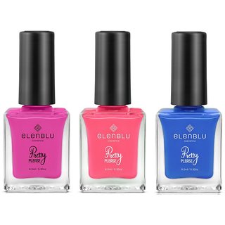                       Elenblu Premium Pretty Please High Gloss Nail Female AF, Pink Lemonade And Royalty Shade Combo 9.5ml Each (Set Of 3)                                              