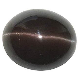                       CEYLONMINE-5.00 Carat Black Cats Eye Stone Original Certified A+ Quality Lehsuniya Gemstone for Men and Women                                              