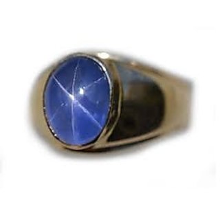                       JAIPUR GEMSTONE-5.25 Carat Natural Star Sapphire Certified Gemstone Ring Gold Plated Ring For Women and Men                                              