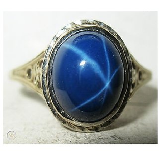                       JAIPUR GEMSTONE-5.50 Carat Star Sapphire Blue Star Sapphire Sterling Silver Star Gemstone Rings for Unisex                                              