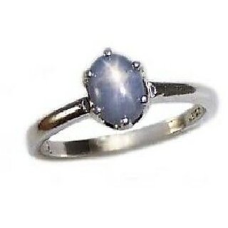                       JAIPUR GEMSTONE-5.25 Carat Natural Star Sapphire Certified Gemstone Ring Silver Plated Ring For Women and Men                                              