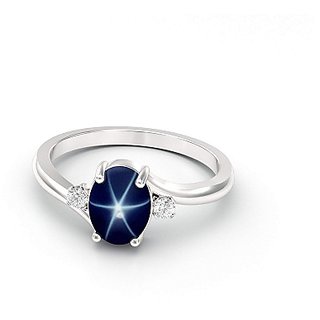                       JAIPUR GEMSTONE-5.00 Carat Natural Star Sapphire Sterling Silver Men's Ring Blue Star Sapphire Stone Astrology Ring                                              