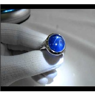                       JAIPUR GEMSTONE-5.75 Ratti Star Sapphire Sterling Silver Blue Star Sapphire Astrology Ring for Men and Women                                              