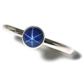                       JAIPUR GEMSTONE-5.5 Ratti Star Sapphire Sterling Silver Ring Natural Blue Star Sapphire Stone Star Gemstone Ring                                              