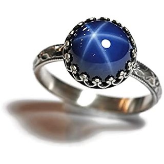                       JAIPUR GEMSTONE-5.00 Carat Blue Star Sapphire Sterling Silver Star Sapphire Rings for men and Women                                              
