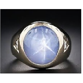                       JAIPUR GEMSTONE-5.5 Carat Natural Certified Blue Star Sapphire Neelam Ring for Men and Women                                              