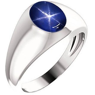                       JAIPUR GEMSTONE-5.50 Ratti Star Sapphire Sterling Silver Ring Natural Blue Star Sapphire Stone Star Gemstone Ring                                              