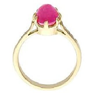                       CEYLONMINE-5.00 Carat Star Ruby Gemstone Ring Gold Plated Natural Pink Star Ruby for Men and Women                                              