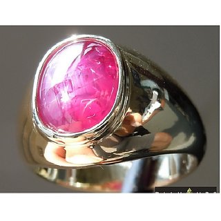                       CEYLONMINE-5.25 Carat Star Ruby Gemstone Astrological Gold Plated Ring for Women and Men                                              