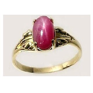                       CEYLONMINE-5.75 Carat Star Ruby Gemstone Gold Plated Ring for Women Natural Star Ruby Ring for Unisex                                              
