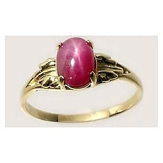                       CEYLONMINE-5 Ratti Star Ruby Female Ring Gold Plated Natural Star Ruby Gemstone Ring for Unisex                                              