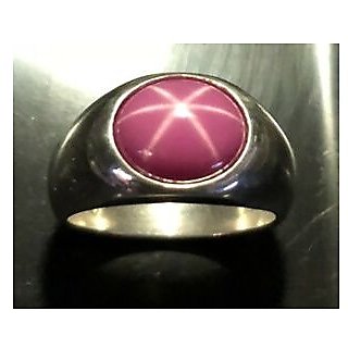                      CEYLONMINE-5.5 Carat Star Ruby Gold Plated Natural Star Ruby Unheated Untreated Certified Gemstone Ring for Unisex                                              
