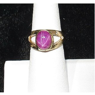                       CEYLONMINE-5.25 Carat Star Ruby Women's Ring Gold Plated Natural Star Ruby Gemstone Ring for Men and Women                                              