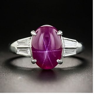                       CEYLONMINE-5 Carat Star Ruby Female Ring Sterling Silver Natural Star Ruby Gemstone Ring for Unisex                                              