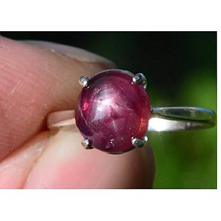                       CEYLONMINE-5.25 Carat Natural Star Ruby Women's Precious Metal Ruby 6 Ray Star Sterling Silver Ring for Men and Women                                              