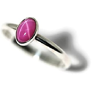                       CEYLONMINE-5.25 Carat Natural Star Ruby Women's Ring Sterling Silver Natural Pink Star Ruby Gemstone Ring for Unisex                                              