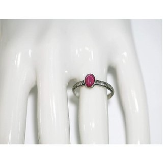                       CEYLONMINE-5.5 Ratti Natural Star Ruby Gemstone Unisex Ring Sterling Silver Pink Star Ruby Ring for Unisex                                              