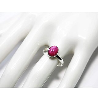                       CEYLONMINE-5.75 Ratti Star Ruby Female Ring Sterling Silver Natural Star Ruby Gemstone Astrology Ring                                              