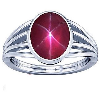 CEYLONMINE-5.50 Carat Star Ruby Beautiful Certified Silver Plated Ring for Men and Women