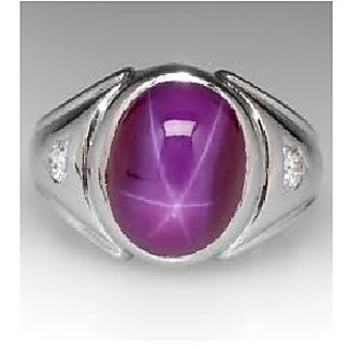                       CEYLONMINE-5.25 Carat Star Ruby Women's Ring Sterling Silver Natural Star Ruby Gemstone Ring for Men and Women                                              