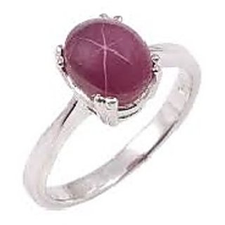                       CEYLONMINE-5.20 Carat Star Ruby Gemstone Ring Sterling Silver Natural Star Manik Ring for Unisex                                              