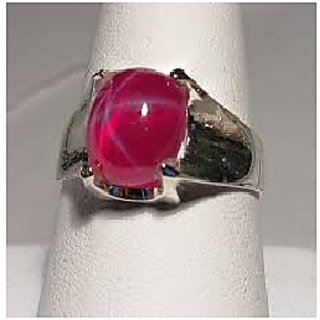                       CEYLONMINE-5.00 Ratti Natural Star Ruby Gemstone Unisex Ring Sterling Silver Pink Star Ruby Ring for Men and Women                                              