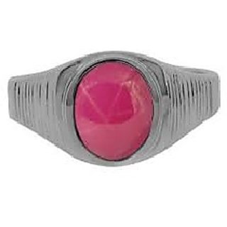                      CEYLONMINE-5.75 Ratti Star Ruby Female Ring Sterling Silver Natural Star Ruby Gemstone Astrology Ring                                              