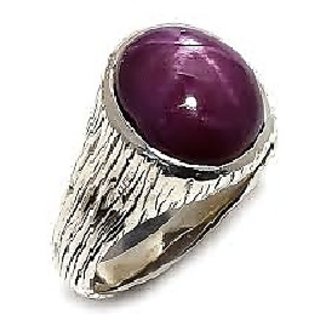                       CEYLONMINE-5.75 Carat Star Ruby Gemstone Sterling Silver Ring for Women Natural Star Ruby Ring for Unisex                                              
