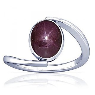                       CEYLONMINE-5.75 Carat Star Ruby Gemstone Women's Ring Sterling Silver Natural Star Ruby Gemstone Ring for Unisex                                              