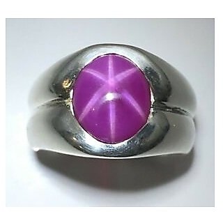                       CEYLONMINE-5.75 Ratti Star Ruby Female Ring Sterling Silver Natural Star Ruby Gemstone Astrology Ring                                              