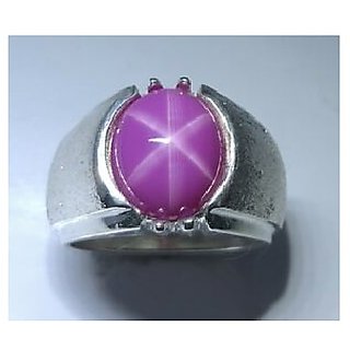                       CEYLONMINE-5.15 Ratti Star Ruby Women'S Precious Metal Star Ruby 6 Ray Sterling Silver Astrology Ring                                              